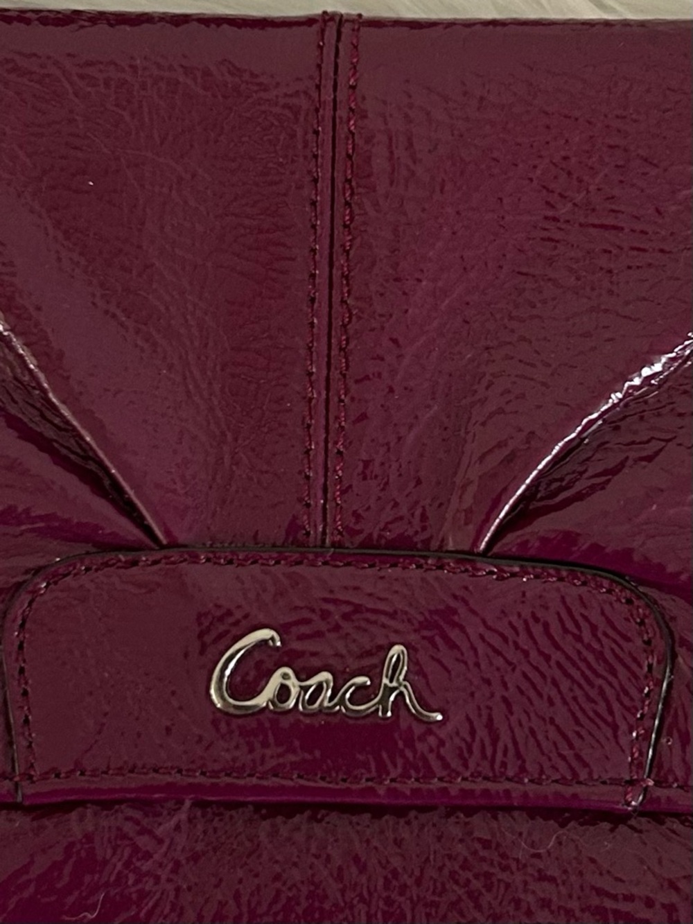 Coach Burgundy Patent Leather wallet Wristlet bag - Picture 4 of 9